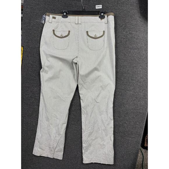 Acorn Pants Womens 16 Gray White Pinstripe Stretch Cotton Straight Leg Casual - Picture 2 of 7
